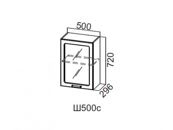 Шкаф навесной со стеклом 500 Ш500с Модерн 500х720х296